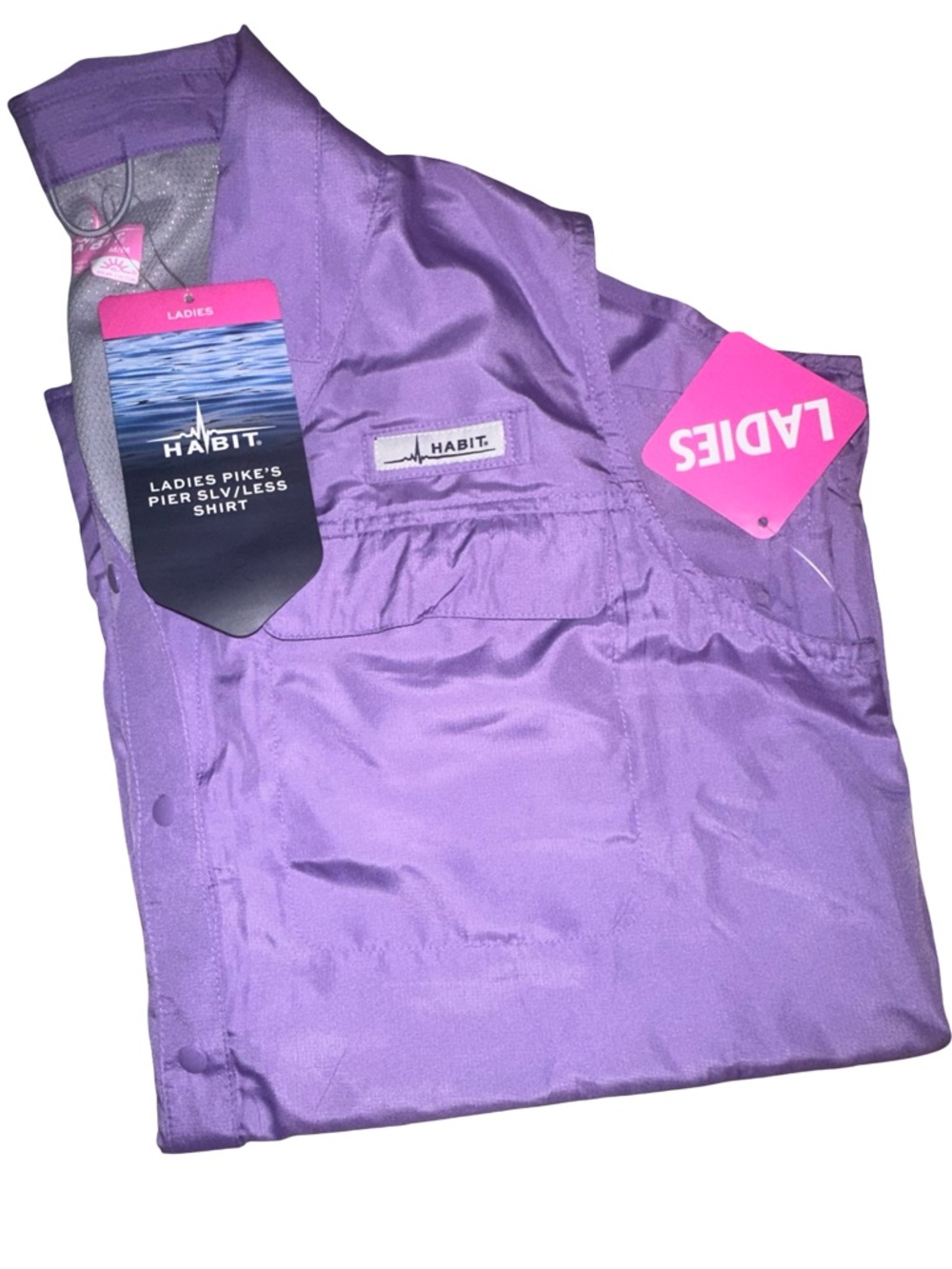 NWT HABIT OUTDOORS Ladies Pike's Pier sleeveless shirt vibrant purple SPF 40 M - Picture 10 of 16
